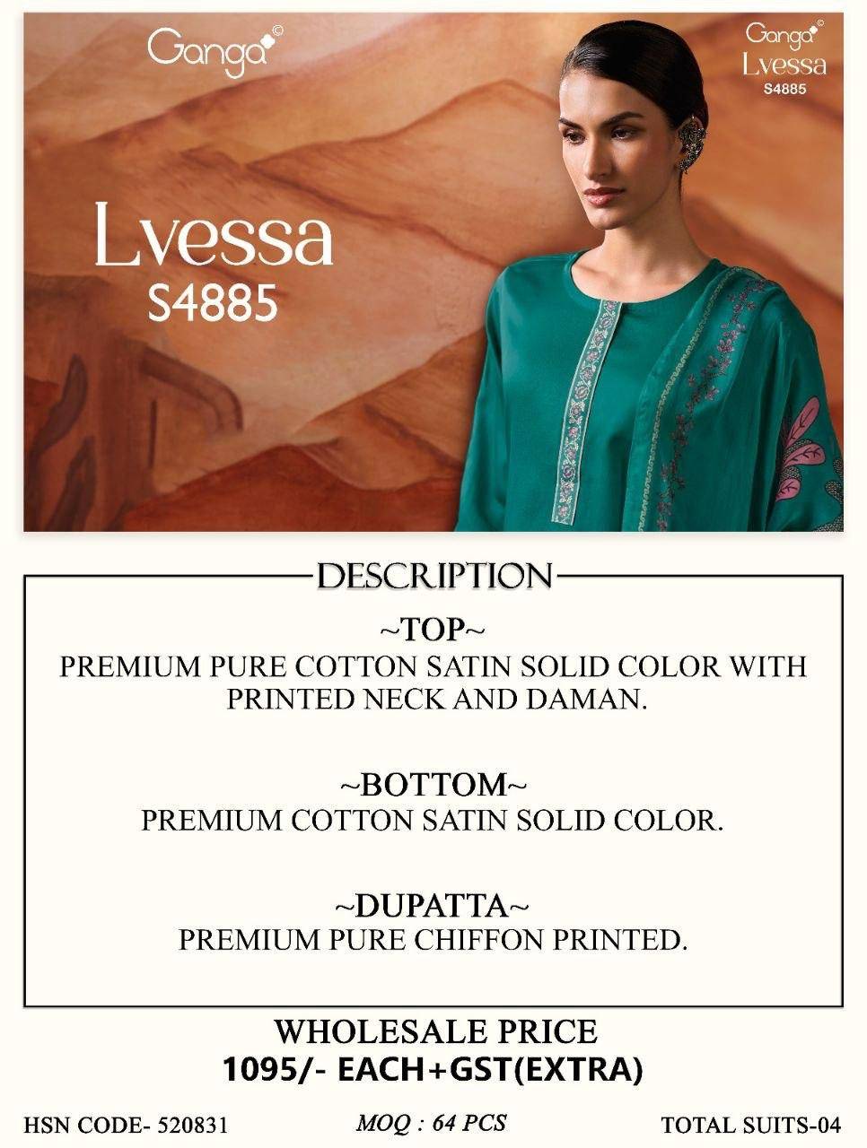 LVESSA 4885 By Ganga Fashion Stylish Beautiful Colourful Cotton Dresses At Wholesale Price